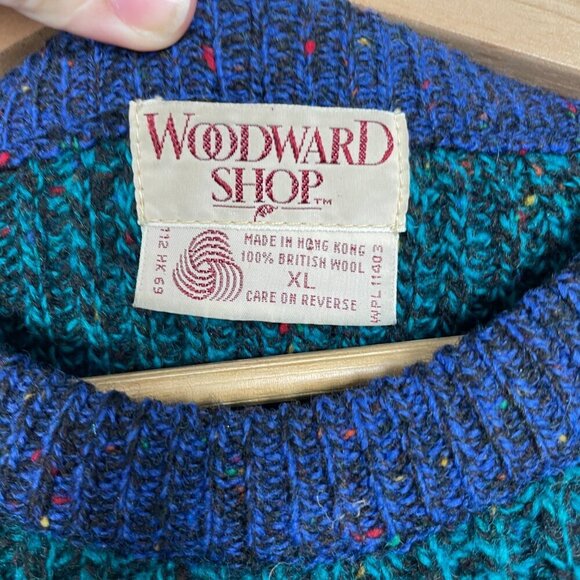VTG Woodward Shop 100% British Wool Colorblock Striped Knit Sweater Size: XL - Picture 6 of 10